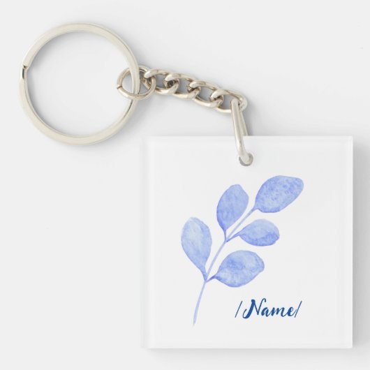 Porte-clés Fleur de naissance Branche bleue Cadeau de vacance (Devant)