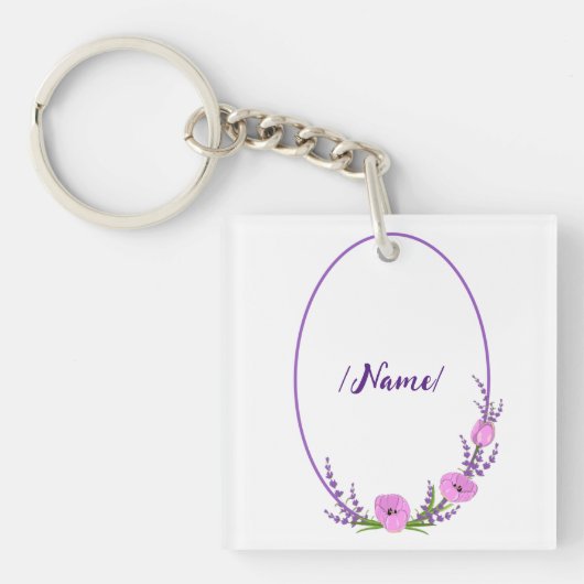 Porte-clés Fleur de naissance Tulipes Lavande cadeau de vacan (Devant)
