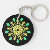 Porte-clés Fleur de néon jaune et vert (Dos)