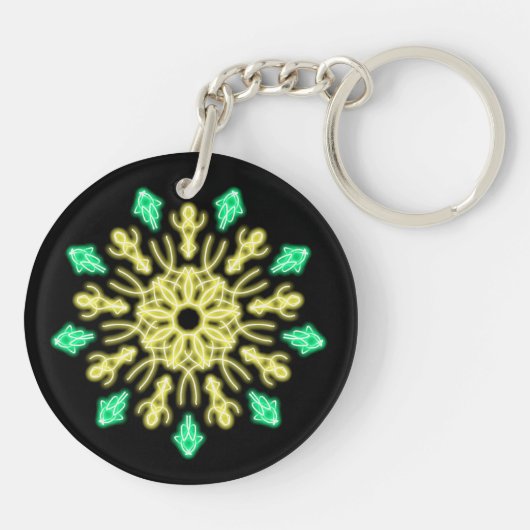 Porte-clés Fleur de néon jaune et vert (Dos)