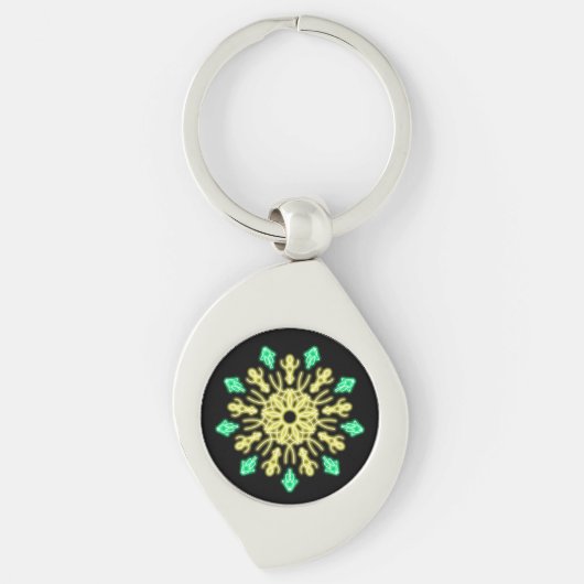 Porte-clés Fleur de néon jaune et vert (Devant)