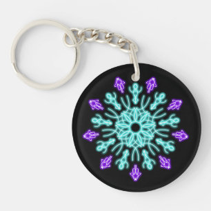 Porte-clés Fleur de néon pourpre et turquose