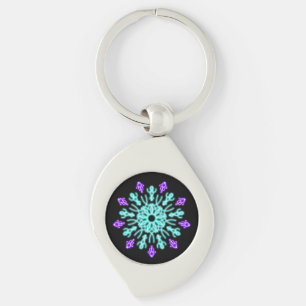 Porte-clés Fleur de néon pourpre et turquose