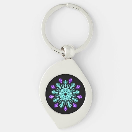 Porte-clés Fleur de néon pourpre et turquose (Devant)