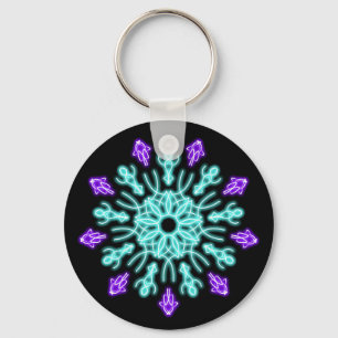 Porte-clés Fleur de néon pourpre et turquose