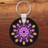 Porte-clés Fleur de néon rose et orange (Recto)