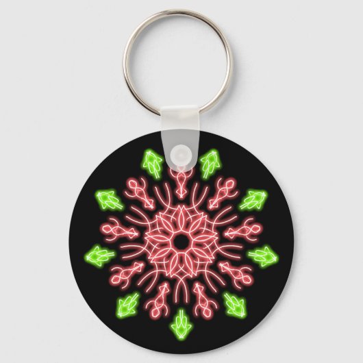 Porte-clés Fleur de néon rouge et vert (Recto)