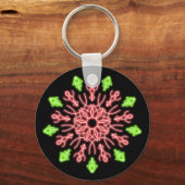 Porte-clés Fleur de néon rouge et vert (Recto)