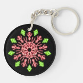 Porte-clés Fleur de néon rouge et vert (Dos)