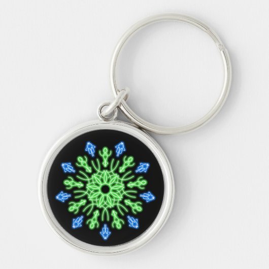 Porte-clés Fleur de néon vert et bleu (Devant)