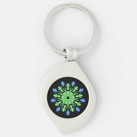 Porte-clés Fleur de néon vert et bleu (Devant)