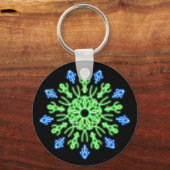 Porte-clés Fleur de néon vert et bleu (Recto)