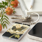 Porte-clés Fleur de pavot à crème sur Arrière - plan noir (Devant droit)