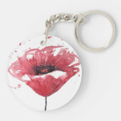 Porte-clés Fleur de pavot, aquarelle (Dos)