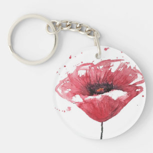 Porte-clés Fleur de pavot, aquarelle