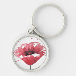 Porte-clés Fleur de pavot, aquarelle