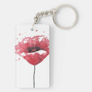Porte-clés Fleur de pavot, aquarelle