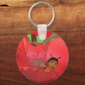 Porte-clés Fleur de pavot avec coléoptère (Recto)