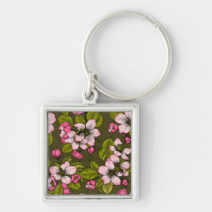 Porte-clés Fleur de pomme sur vert foncé