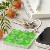 Porte-clés Fleur de rose en vert, effet 3D (Devant Droit)