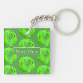 Porte-clés Fleur de rose en vert, effet 3D (Dos)