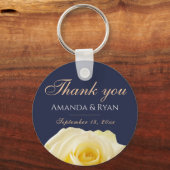 Porte-clés Fleur de rose jaune Mariage Merci (Recto)