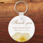 Porte-clés Fleur de rose jaune Mariage Merci Keycha (Recto)