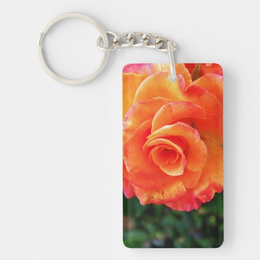Porte-clés Fleur de rose orange (Devant)