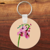 Porte-clés Fleur de rose verbascum à l'aquarelle florale rose (Recto)