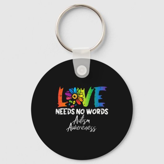 Porte-clés Fleur de sensibilisation à l'autisme Love Needs No (Recto)