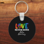 Porte-clés Fleur de sensibilisation à l'autisme Love Needs No (Recto)