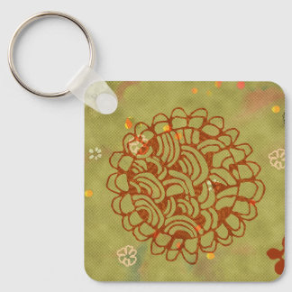 Porte-clés Fleur de soleil verte rouille moderne