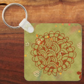 Porte-clés Fleur de soleil verte rouille moderne (Recto)