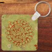 Porte-clés Fleur de soleil verte rouille moderne (Verso)