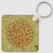 Porte-clés Fleur de soleil verte rouille moderne (Dos)