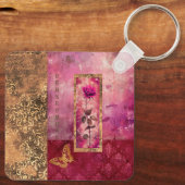 Porte-clés Fleur de style rose rose chaud (Verso)