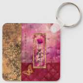 Porte-clés Fleur de style rose rose chaud (Dos)