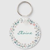 Porte-clés Fleur de texte personnalisé Wreath Floral Fille Am (Recto)