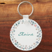Porte-clés Fleur de texte personnalisé Wreath Floral Fille Am (Recto)