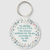 Porte-clés Fleur de texte personnalisé Wreath Floral Fille Am (Verso)