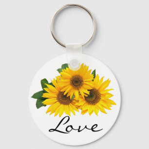 Porte-clés Fleur de Tournesol Jaune Floral Amour