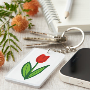 Porte-clés Fleur de tulipe rouge porte - clé personnalisé
