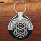 Porte-clés Fleur de vie / Blume des Lebens - blanc plat (Recto)