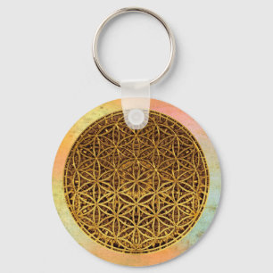 Porte-clés Fleur de Vie / Fleur de la vie - médaille or
