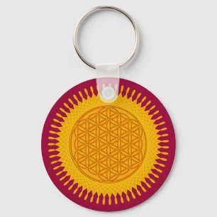 Porte-clés Fleur de vie - jaune ensoleillé
