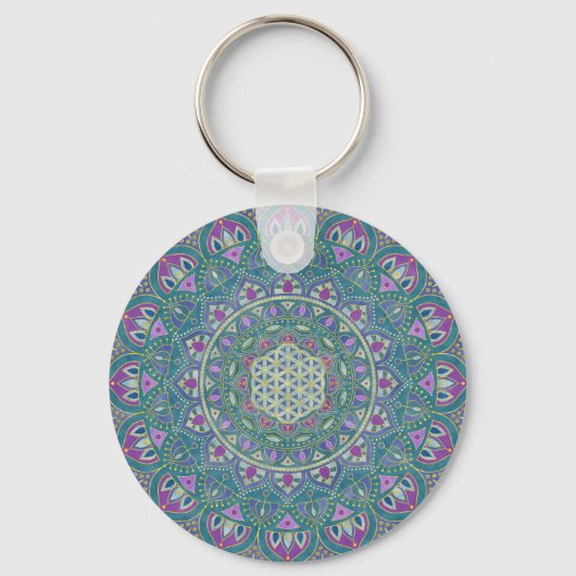 Porte-clés Fleur De Vie - Mandala India Style 1 (Recto)