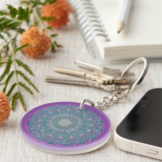 Porte-clés Fleur De Vie - Mandala India Style 1 (Devant droit)