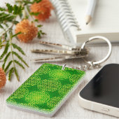 Porte-clés Fleur de vie - motif de timbre - vert (Devant droit)