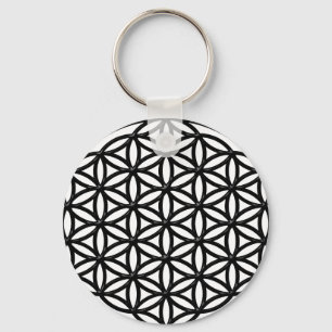 Porte-clés Fleur de vie Symbole de géométrie sacrée (noir)