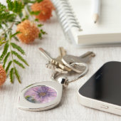 Porte-clés fleur d'encre d'alcool rose et violet (Côté )